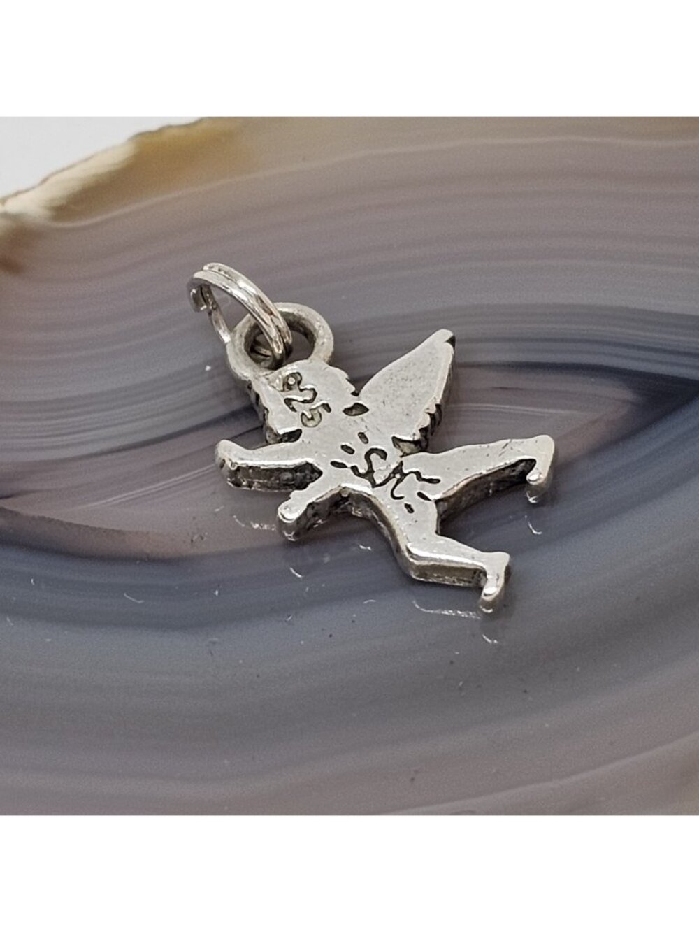 Vintage SJC 925 Sterling Silver Cupid Angel Charm Pendant